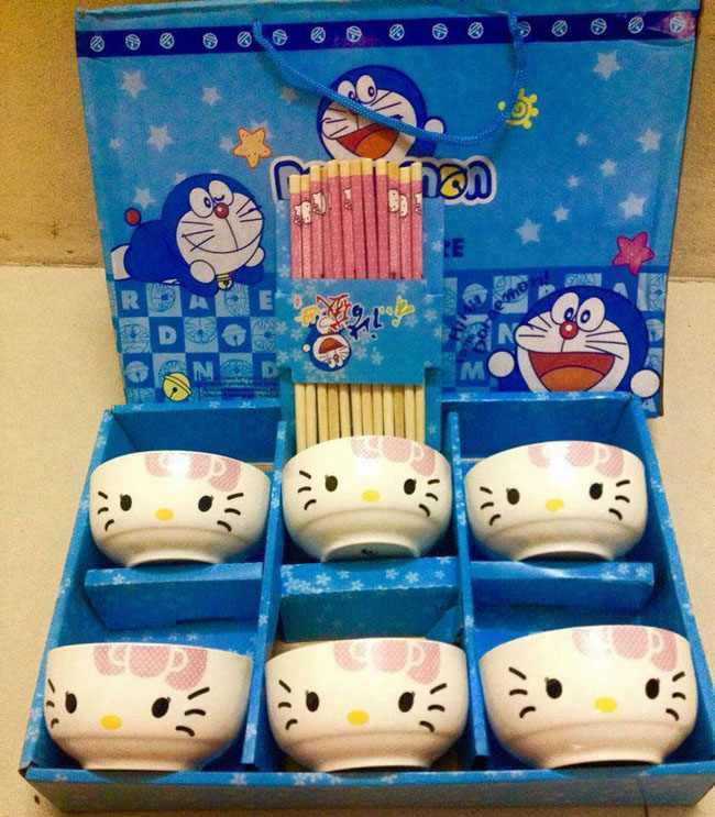 Bộ 6 bát đũa Hello Kitty xuất Nhật
