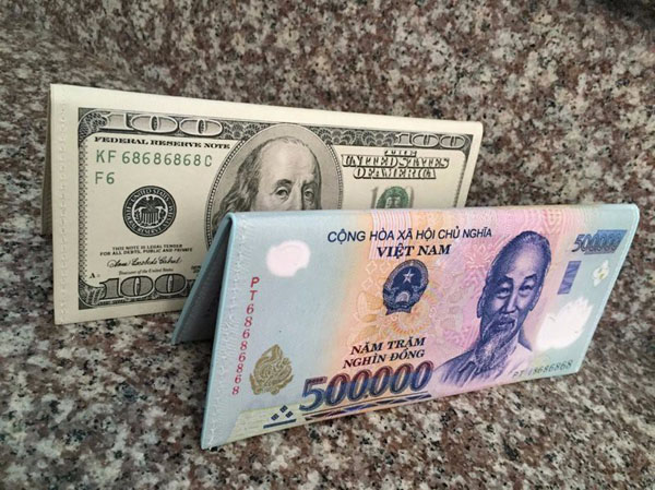 Ví nữ in hình tiền tệ