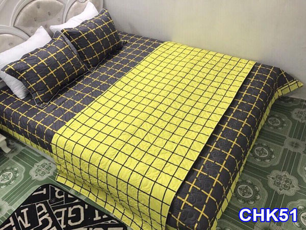Bộ chăn ga gối cotton poly trần bông
