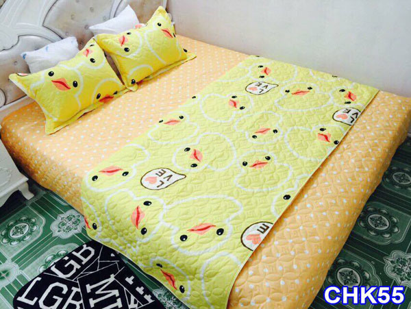 Bộ chăn ga gối cotton poly trần bông
