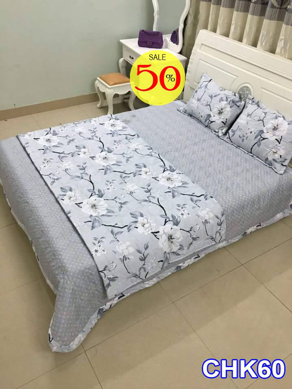 Bộ chăn ga gối cotton poly trần bông