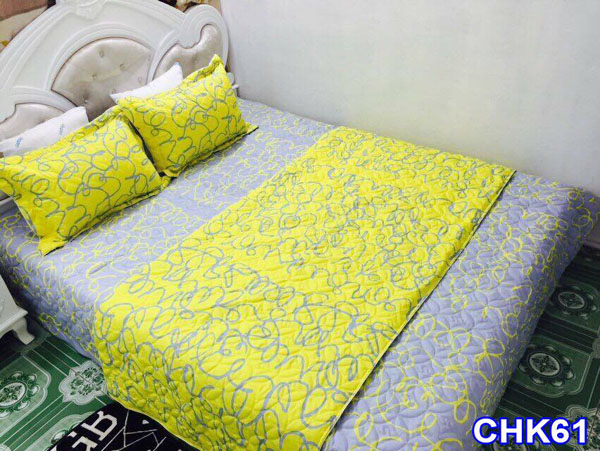 Bộ chăn ga gối cotton poly trần bông