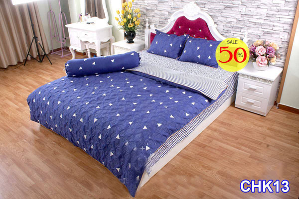 Bộ chăn ga gối cotton poly trần bông