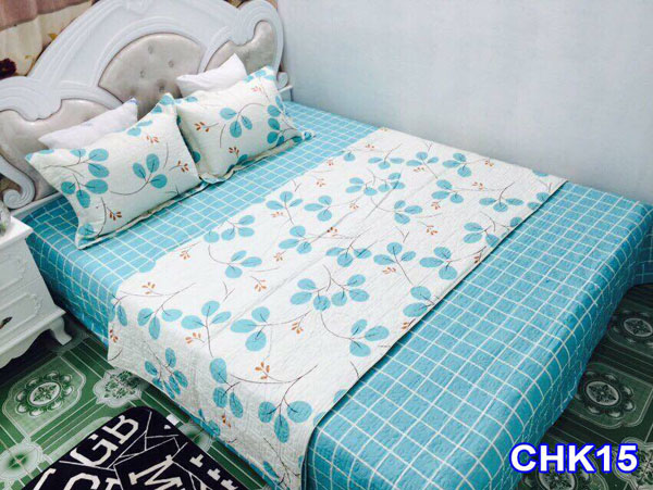 Bộ chăn ga gối cotton poly trần bông