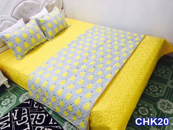 Bộ chăn ga gối cotton poly trần bông