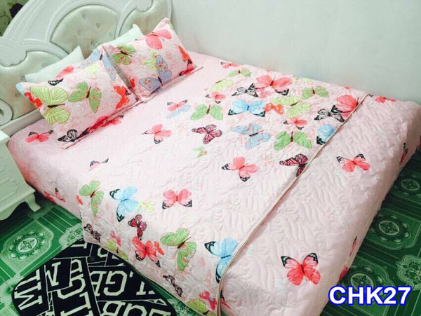 Bộ chăn ga gối cotton poly trần bông