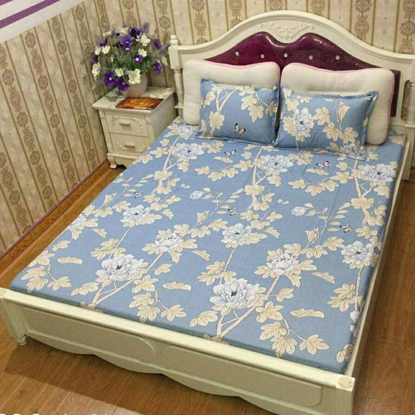 Bộ ga chun & 2 vỏ gối cotton poly mềm mại