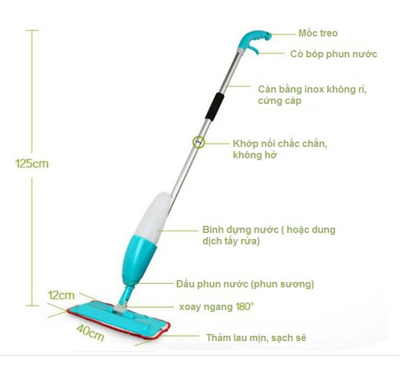 Cây lau nhà có bình xịt nước tiện dụng