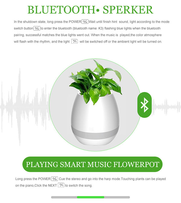 Loa bluetooth kiêm chậu trồng cây TOKQI
