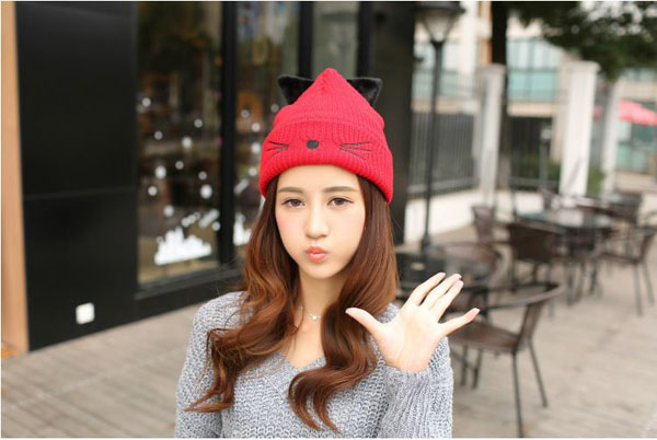 Mũ len tai mèo đẹp cho nữ
