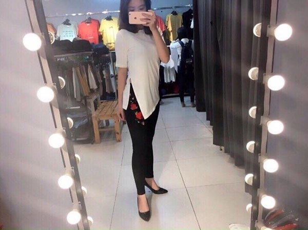 Quần legging thêu hoa Topshop