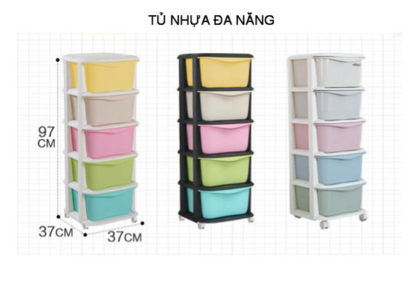 Tủ nhựa ngăn kéo 5 tầng có bánh xe