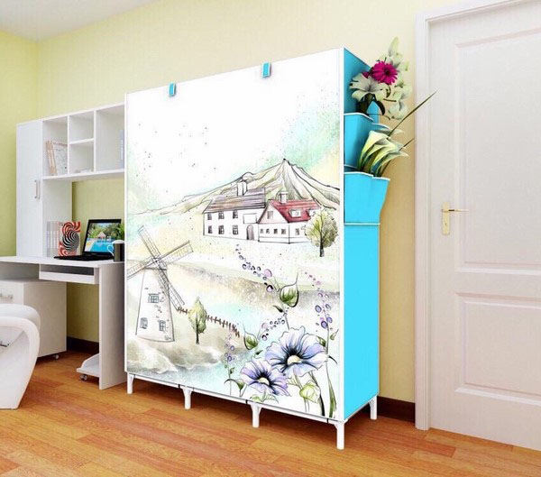Tủ vải đựng quần áo 3d 3 buồng 8 ngăn mẫu mới